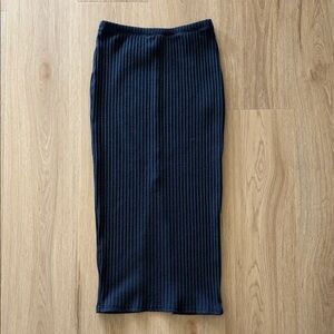 Navy Ribbed Pencil Skirt